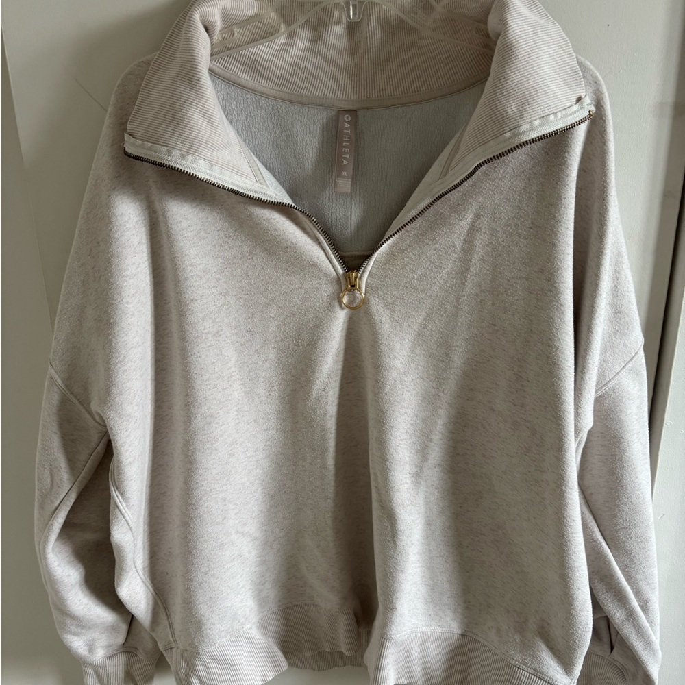 Athleta Light winter white Quarter-Zip Sweatshirt
